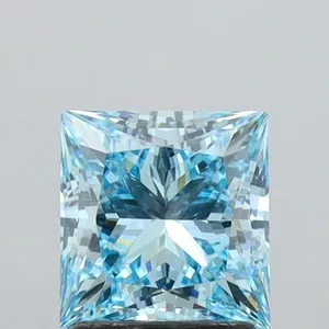 1.92ct PRINCESS Fancy Vivid Blue VVS2 Coloured Lab diamond