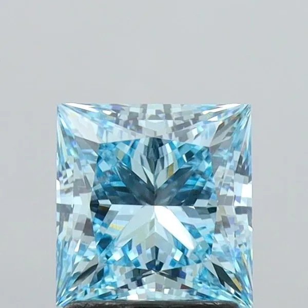 1.92ct PRINCESS Fancy Vivid Blue VVS2 Coloured Lab diamond