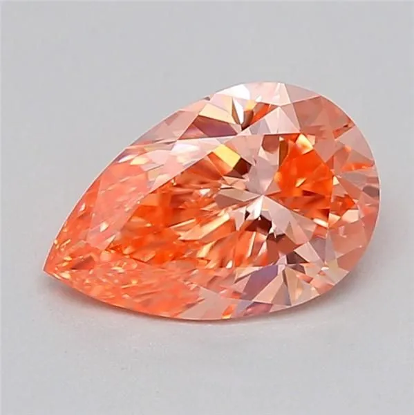 0.6ct PEAR Fancy Vivid Orangey Pink VVS2 Coloured Lab diamond