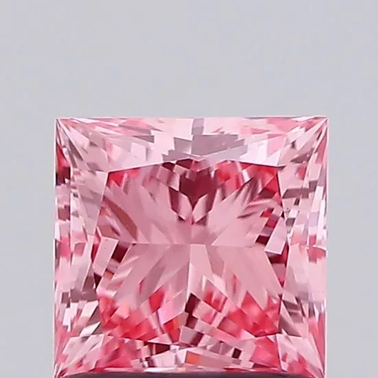 0.85ct PRINCESS Fancy Vivid Pink VVS2 Coloured Lab diamond