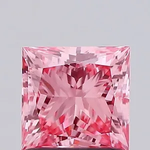 0.85ct PRINCESS Fancy Vivid Pink VVS2 Coloured Lab diamond