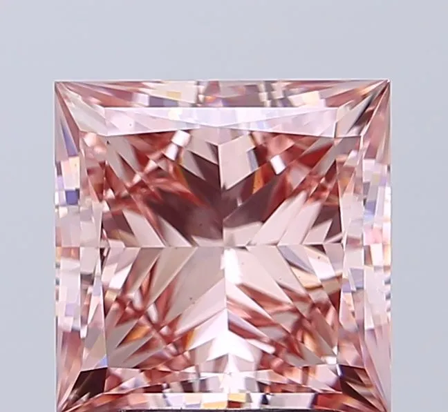 3.53ct PRINCESS Fancy Intense Brownish Pink VS1 Coloured Lab diamond