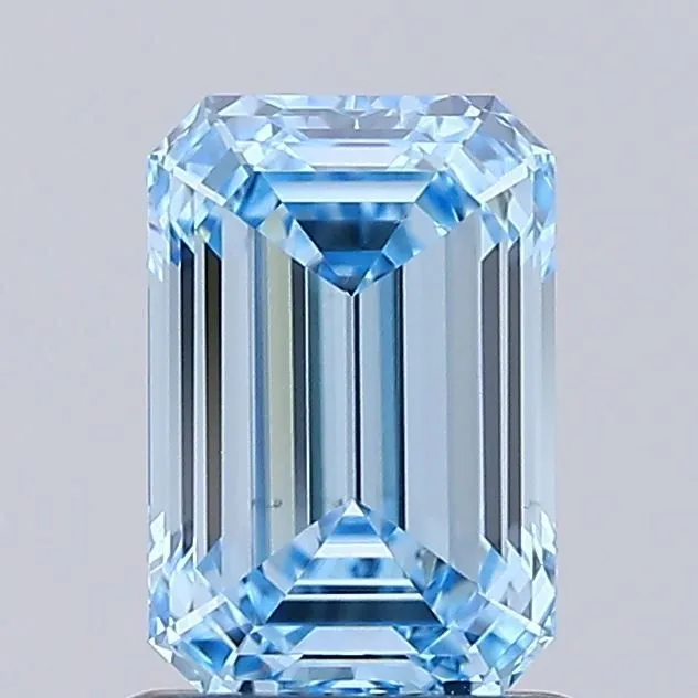 1.08ct EMERALD Fancy Vivid Blue VVS2 Coloured Lab diamond