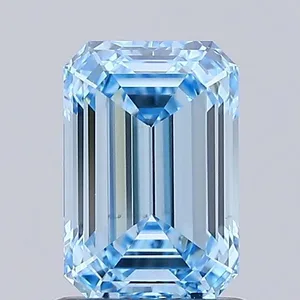 1.08ct EMERALD Fancy Vivid Blue VVS2 Coloured Lab diamond