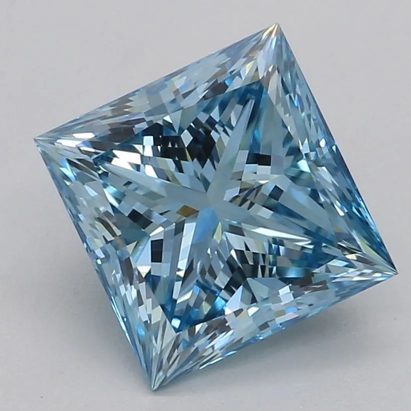 1.50ct PRINCESS Fancy Vivid Blue VVS2 Coloured Lab diamond