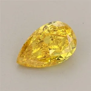 0.56ct PEAR Fancy Vivid Yellow VS1 Coloured Lab diamond