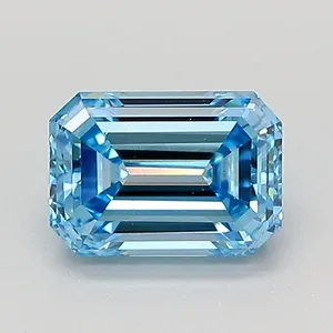 1.02ct EMERALD Fancy Vivid Blue VS1 Coloured Lab diamond