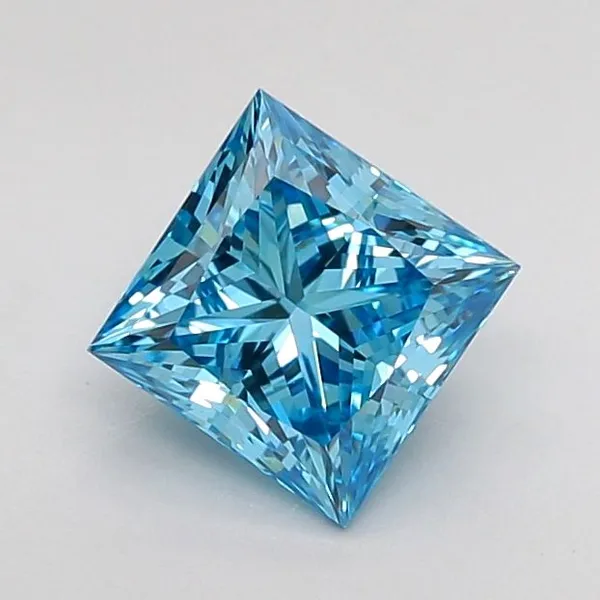1.03ct PRINCESS Fancy Vivid Blue VVS2 Coloured Lab diamond