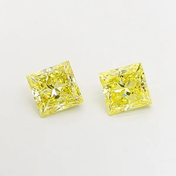 2.5ct PRINCESS Fancy Intense Yellow VS2 Coloured Lab diamond