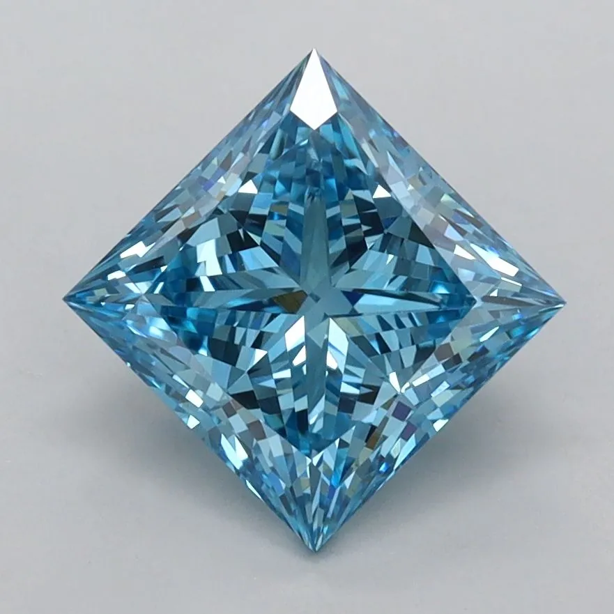 2.01ct PRINCESS Fancy Vivid Blue VS1 Coloured Lab diamond