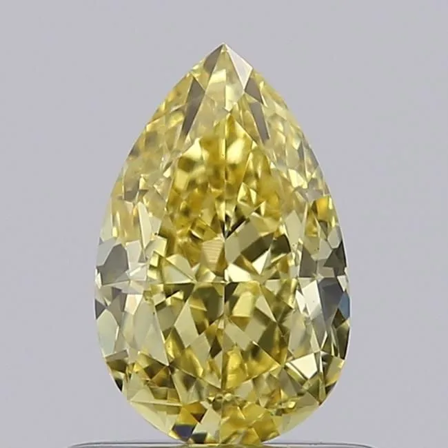 0.71ct PEAR Fancy Intense Yellow VVS2 Coloured Lab diamond