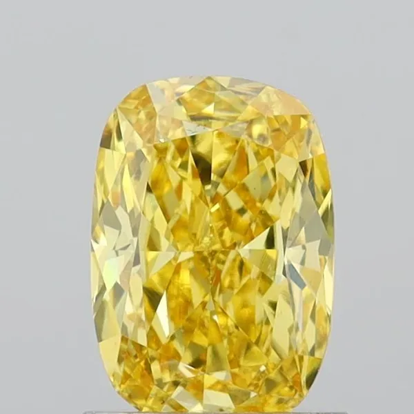 1.01ct CUSHION Fancy Intense Yellow VS1 Coloured Lab diamond