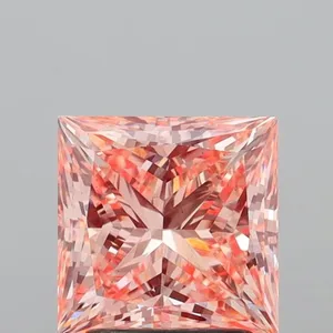 2.52ct PRINCESS Fancy Intense Orangey Pink VS2 Coloured Lab diamond