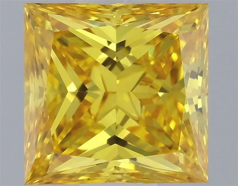 0.55ct PRINCESS Fancy Vivid Yellow VVS1 Coloured Lab diamond