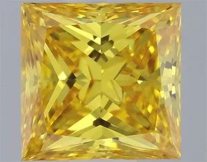 0.55ct PRINCESS Fancy Vivid Yellow VVS1 Coloured Lab diamond