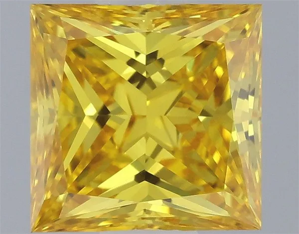 0.55ct PRINCESS Fancy Vivid Yellow VVS1 Coloured Lab diamond