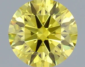 0.63ct ROUND Fancy Vivid Yellow VVS1 Coloured Lab diamond