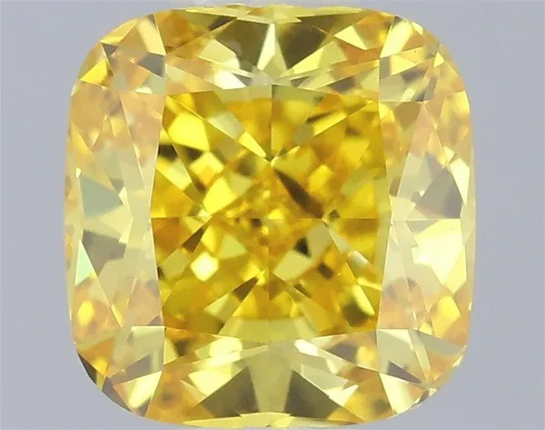 0.48ct CUSHION Fancy Vivid Yellow VVS1 Coloured Lab diamond