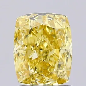 1.46ct CUSHION Fancy Intense Yellow VS1 Coloured Lab diamond