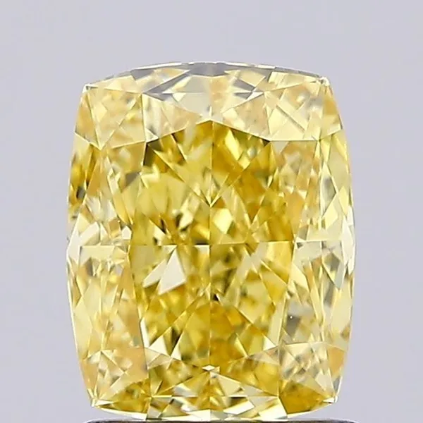 1.46ct CUSHION Fancy Intense Yellow VS1 Coloured Lab diamond