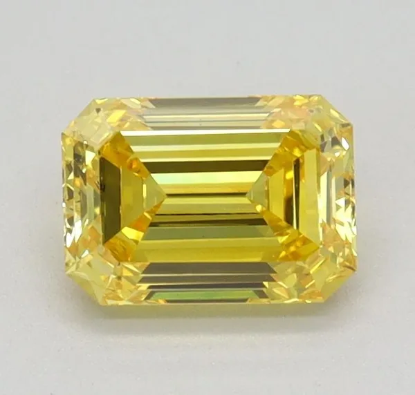 0.63ct EMERALD Fancy Intense Yellow VS1 Coloured Lab diamond