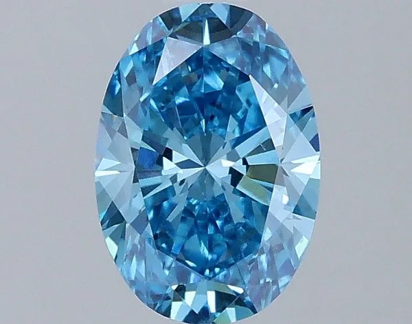 1ct OVAL Fancy Vivid Blue SI1 Coloured Lab diamond