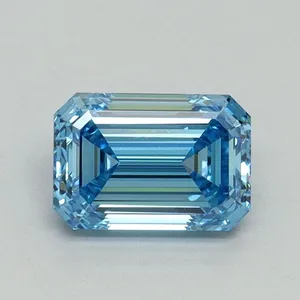 1ct EMERALD Fancy Vivid Blue VS1 Coloured Lab diamond