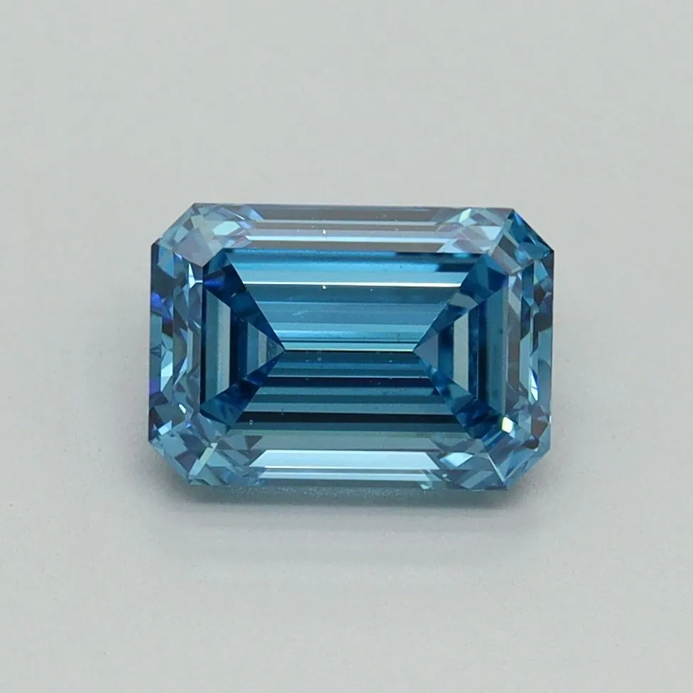 1.46ct EMERALD Fancy Vivid Blue VS1 Coloured Lab diamond