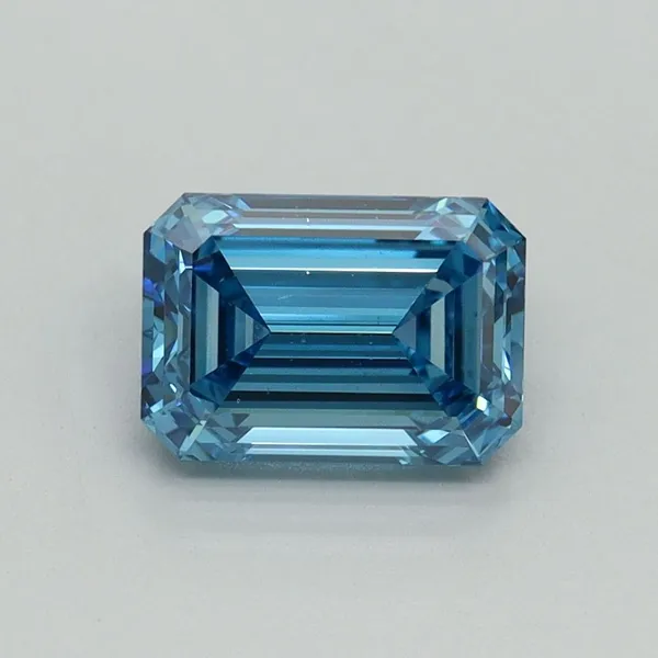 1.46ct EMERALD Fancy Vivid Blue VS1 Coloured Lab diamond