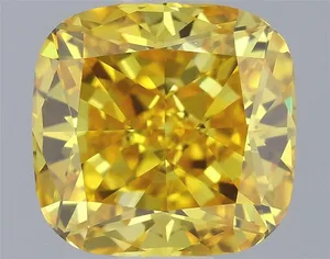 0.83ct CUSHION Fancy Vivid Yellow VVS2 Coloured Lab diamond
