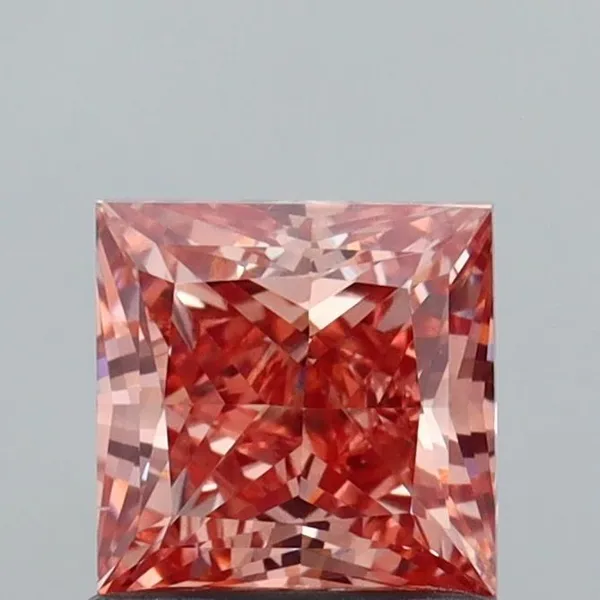 1ct PRINCESS Fancy Vivid Brownish Pink VS1 Coloured Lab diamond