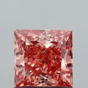 1ct PRINCESS Fancy Vivid Brownish Pink VS1 Coloured Lab diamond