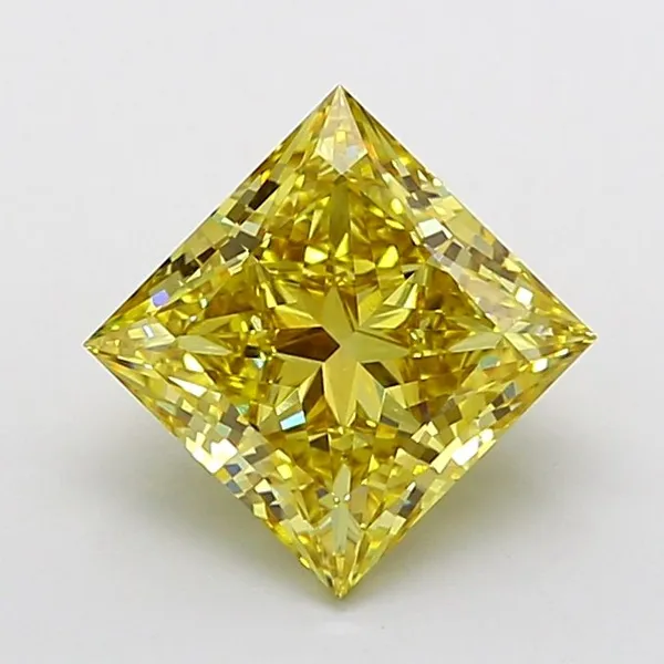 3.36ct PRINCESS Fancy Intense Yellow VS1 Coloured Lab diamond