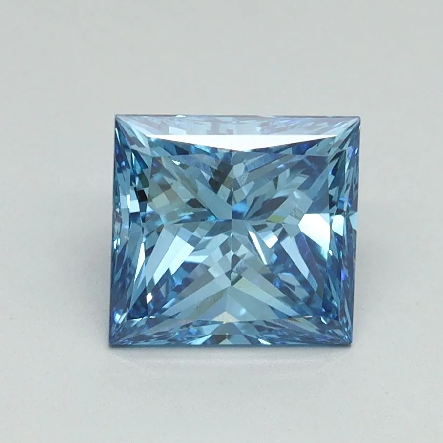 1.55ct PRINCESS Fancy Vivid Blue VS1 Coloured Lab diamond
