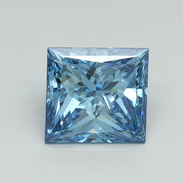 1.55ct PRINCESS Fancy Vivid Blue VS1 Coloured Lab diamond
