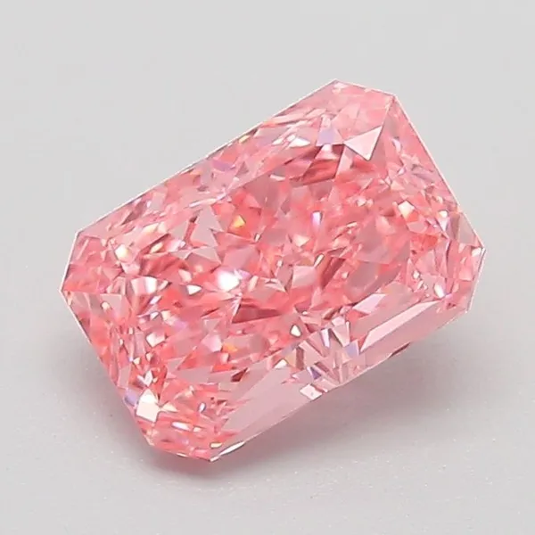 1.09ct RADIANT Fancy Vivid Pink VVS2 Coloured Lab diamond