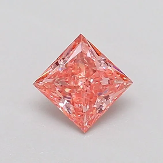 0.37ct PRINCESS Fancy Vivid Pink VS1 Coloured Lab diamond