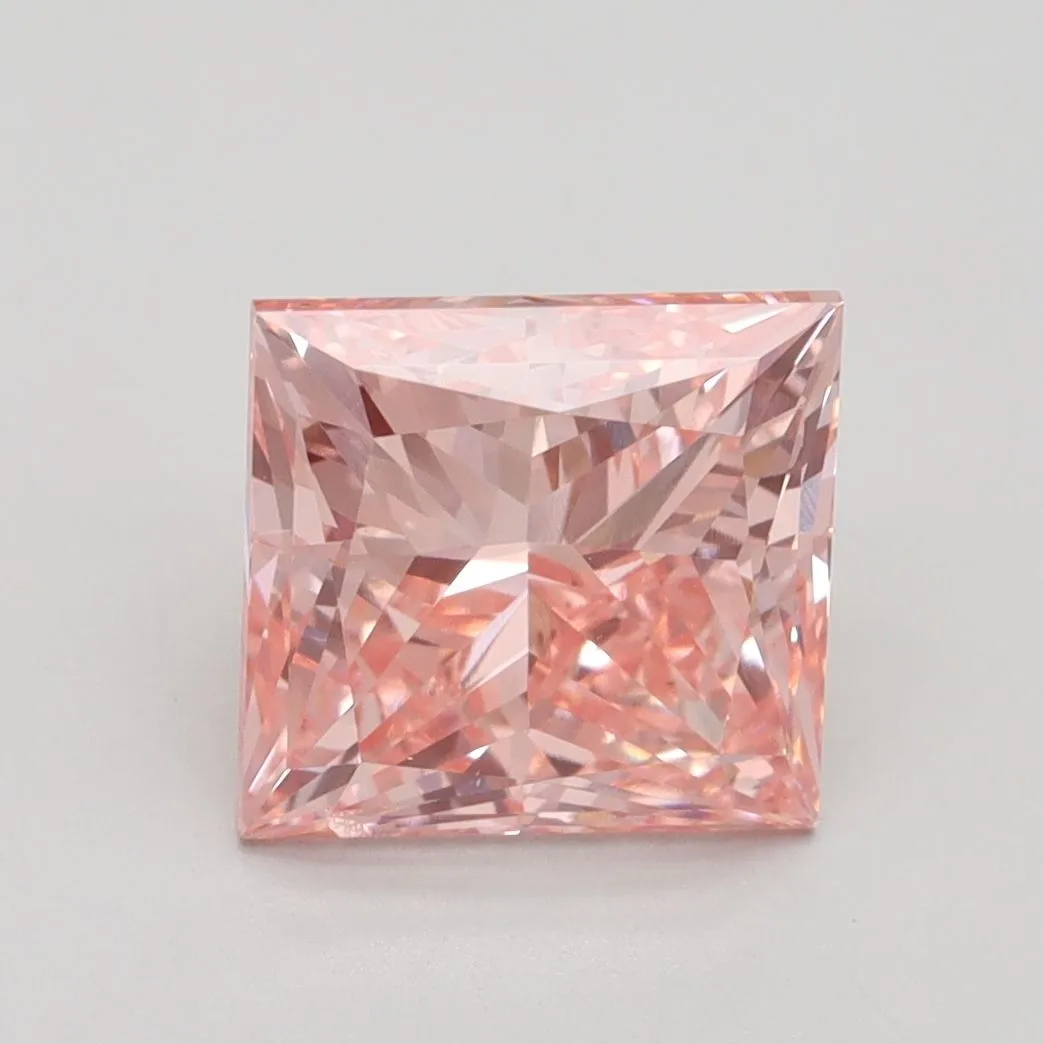 3.01ct PRINCESS Fancy Intense Pink SI1 Coloured Lab diamond