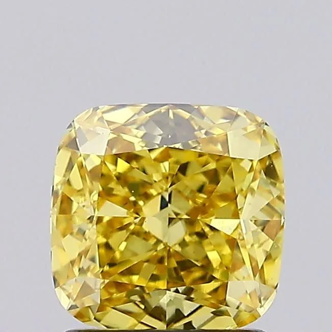 1.34ct CUSHION Fancy Vivid Yellow VS1 Coloured Lab diamond