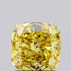 1.34ct CUSHION Fancy Vivid Yellow VS1 Coloured Lab diamond