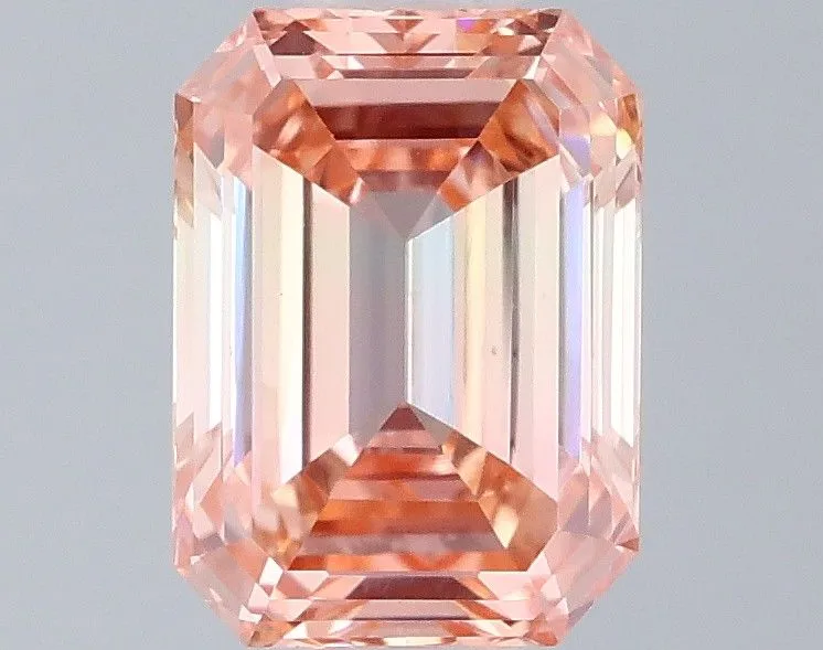 0.82ct EMERALD Fancy Intense Orangey Pink VVS2 Coloured Lab diamond