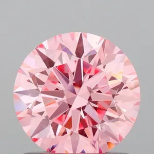 0.92ct ROUND Fancy Vivid Pink VVS2 Coloured Lab diamond