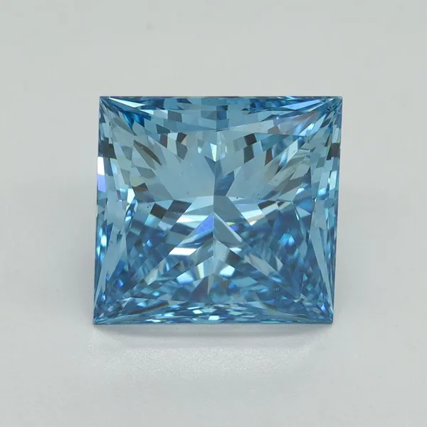 4.01ct PRINCESS Fancy Vivid Blue VS2 Coloured Lab diamond
