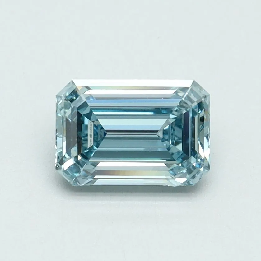0.91ct EMERALD Fancy Intense Greenish Blue VVS2 Coloured Lab diamond