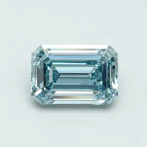 0.91ct EMERALD Fancy Intense Greenish Blue VVS2 Coloured Lab diamond