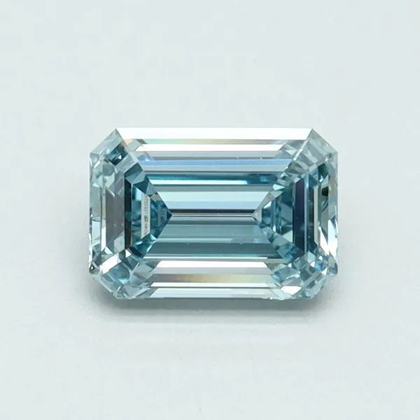 0.91ct EMERALD Fancy Intense Greenish Blue VVS2 Coloured Lab diamond