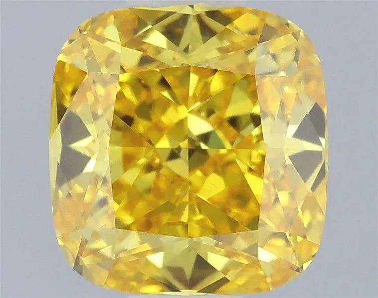 0.63ct CUSHION Fancy Vivid Yellow VVS2 Coloured Lab diamond