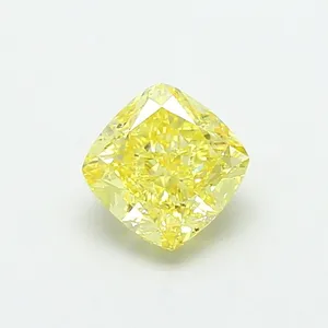 1ct CUSHION Fancy Intense Yellow VS1 Coloured Lab diamond