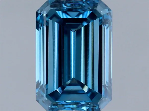 0.54ct EMERALD Fancy Vivid Blue VS1 Coloured Lab diamond