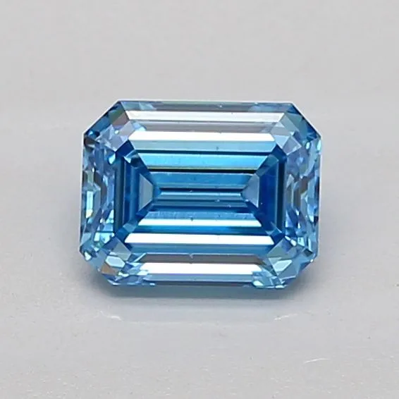 0.90ct EMERALD Fancy Vivid Blue SI1 Coloured Lab diamond